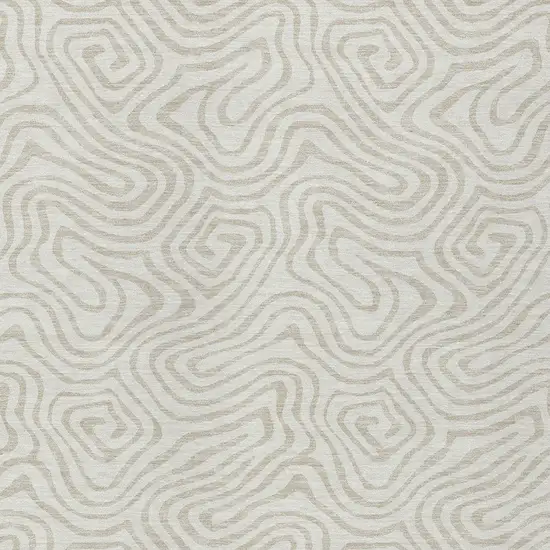 Ivory And Beige Abstract Washable Indoor Outdoor Area Rug Photo 6