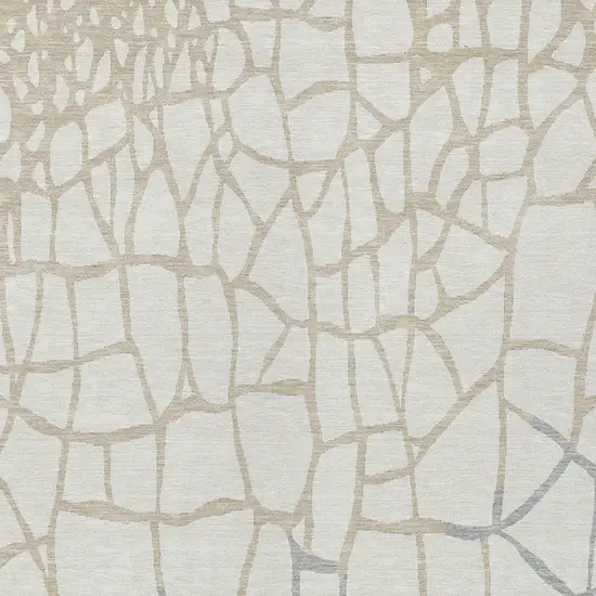 Ivory And Beige Abstract Washable Indoor Outdoor Area Rug Photo 5
