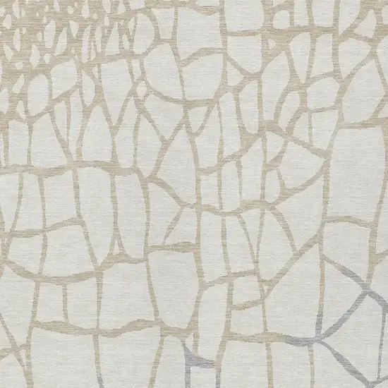 Ivory And Beige Abstract Washable Indoor Outdoor Area Rug Photo 5