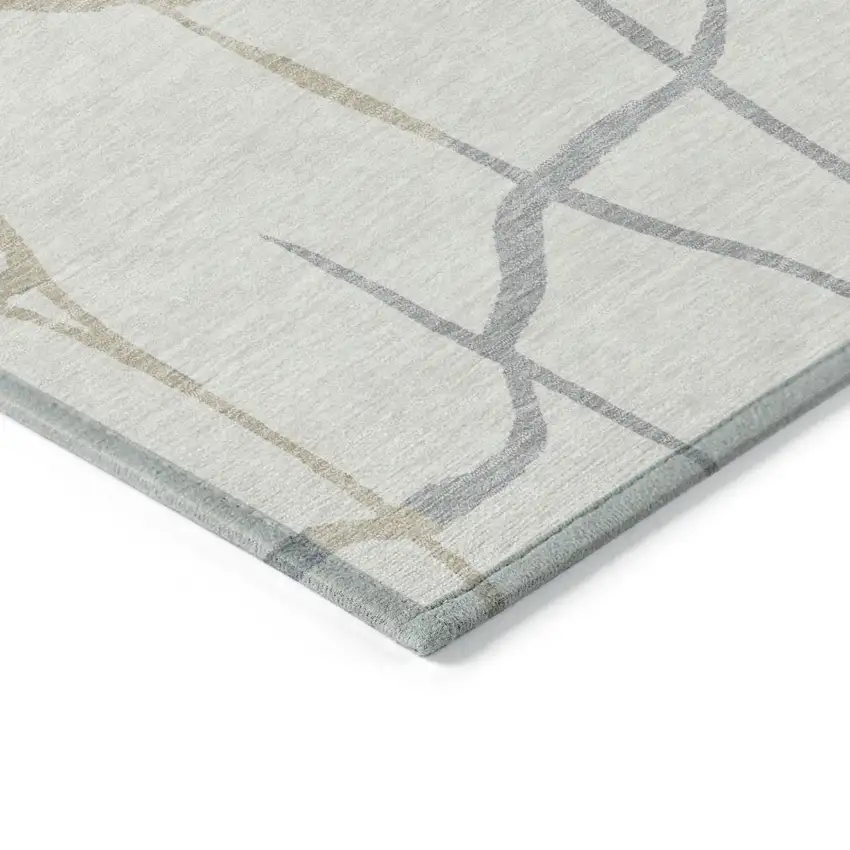 Ivory And Beige Abstract Washable Indoor Outdoor Area Rug Photo 4