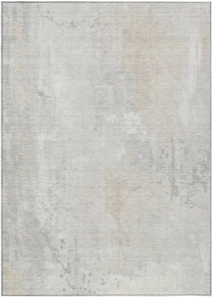 Ivory And Beige Abstract Washable Indoor Outdoor Area Rug Photo 1