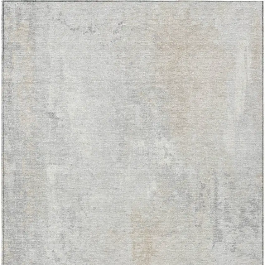 Ivory And Beige Abstract Washable Indoor Outdoor Area Rug Photo 9