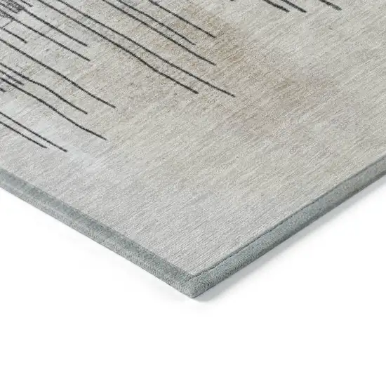 Ivory And Beige Abstract Washable Indoor Outdoor Area Rug Photo 8