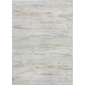Photo of Ivory And Beige Abstract Washable Indoor Outdoor Area Rug