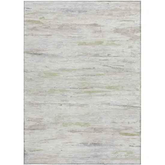 Ivory And Beige Abstract Washable Indoor Outdoor Area Rug Photo 1