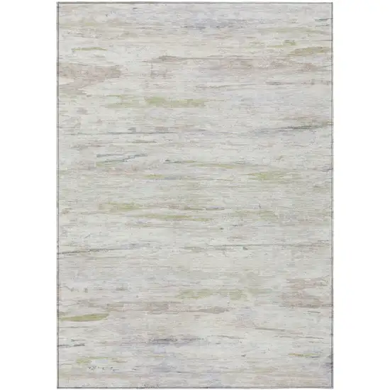 Ivory And Beige Abstract Washable Indoor Outdoor Area Rug Photo 9