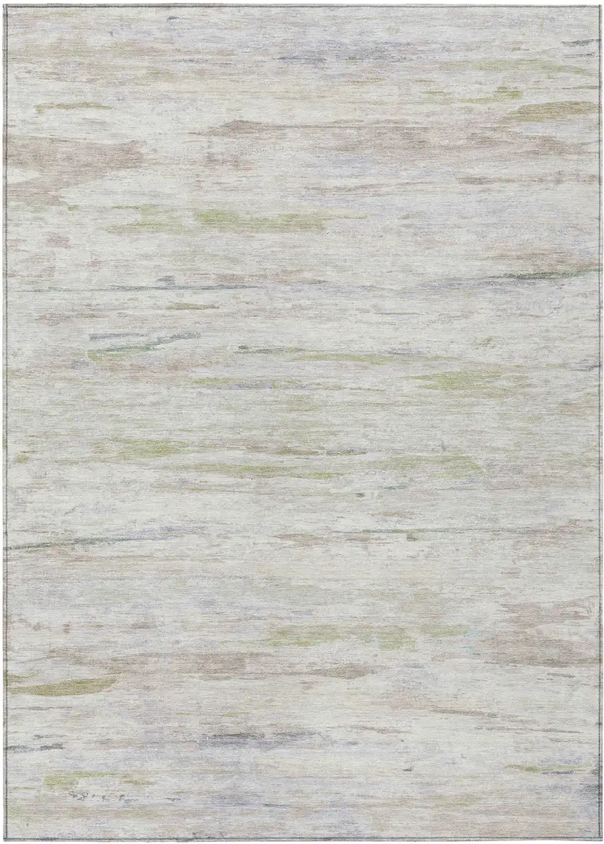 Ivory And Beige Abstract Washable Indoor Outdoor Area Rug Photo 9