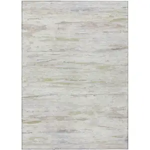 Photo of Ivory And Beige Abstract Washable Indoor Outdoor Area Rug