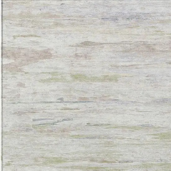 Ivory And Beige Abstract Washable Indoor Outdoor Area Rug Photo 3