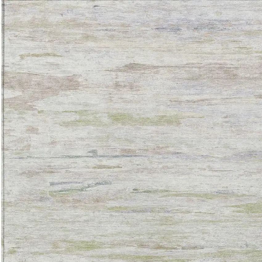 Ivory And Beige Abstract Washable Indoor Outdoor Area Rug Photo 3