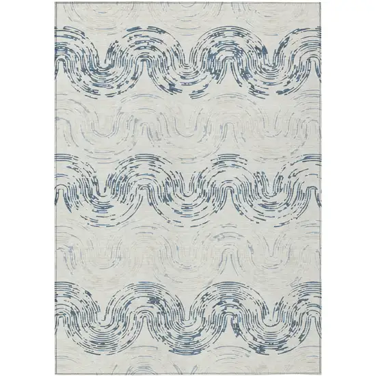 Ivory And Beige Abstract Washable Indoor Outdoor Area Rug Photo 1