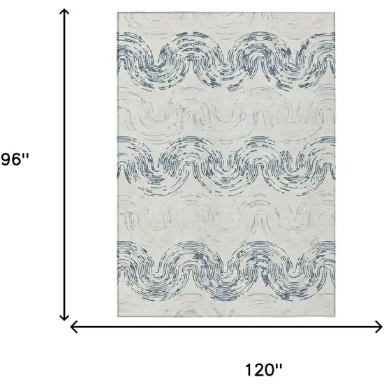 Ivory And Beige Abstract Washable Indoor Outdoor Area Rug Photo 6