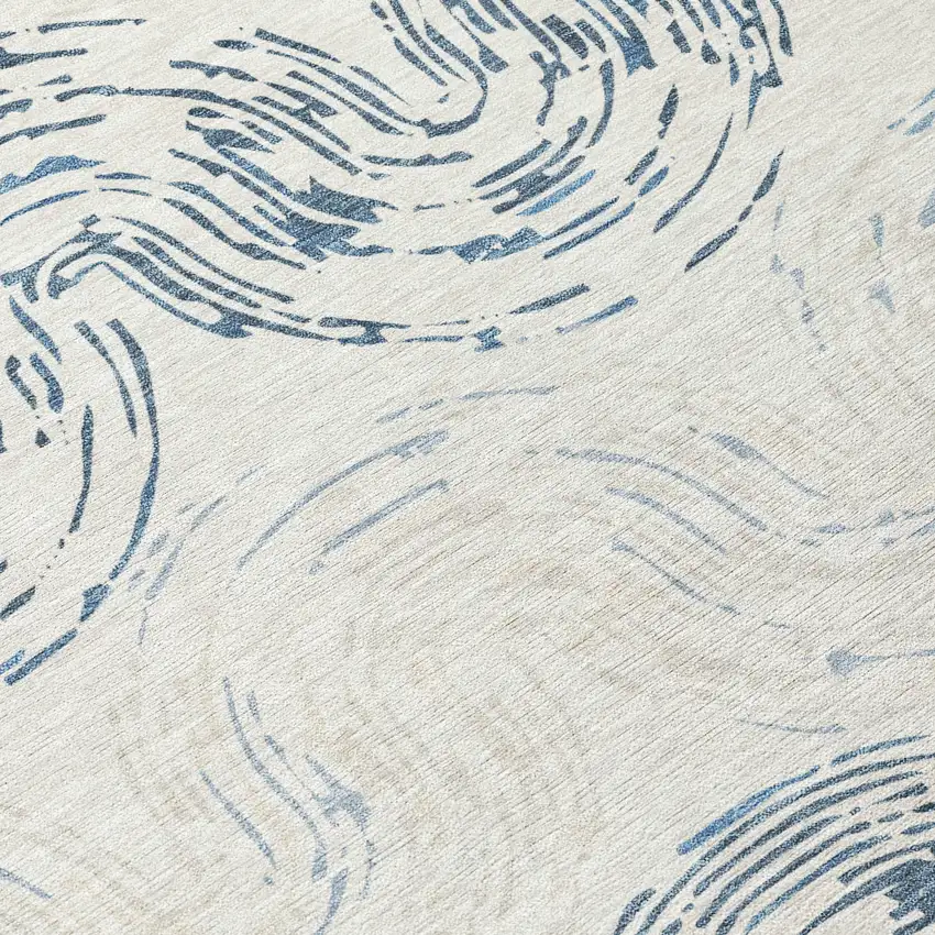 Ivory And Beige Abstract Washable Indoor Outdoor Area Rug Photo 9