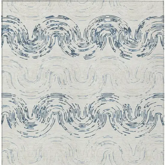 Ivory And Beige Abstract Washable Indoor Outdoor Area Rug Photo 3