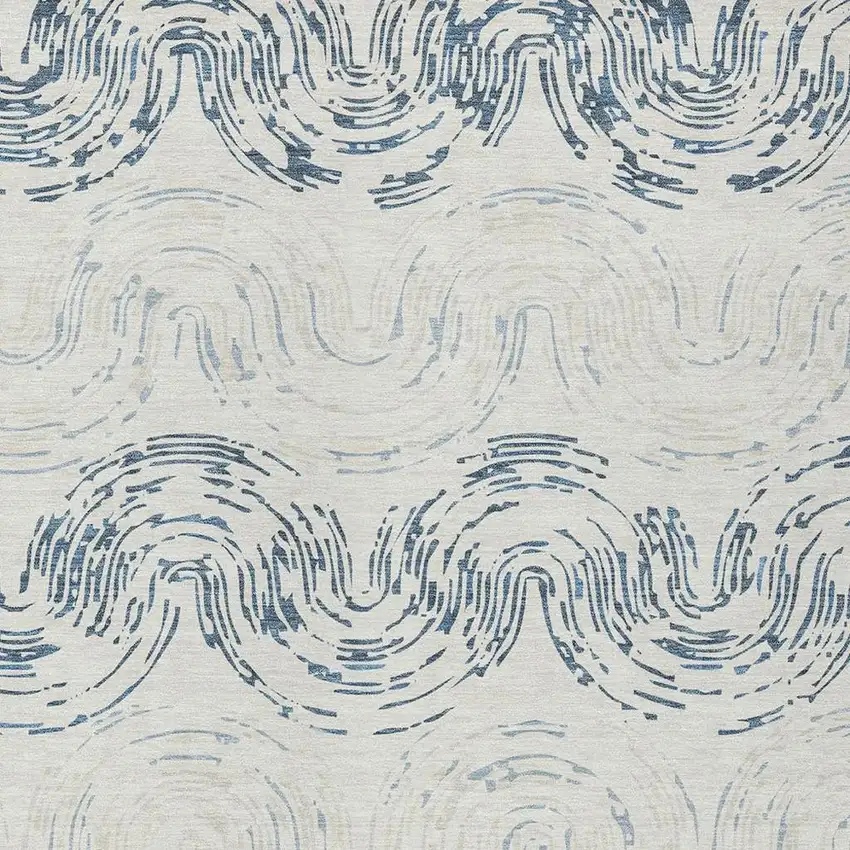 Ivory And Beige Abstract Washable Indoor Outdoor Area Rug Photo 2