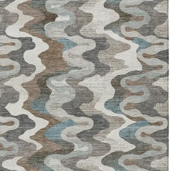 Ivory And Beige Abstract Washable Indoor Outdoor Area Rug Photo 2