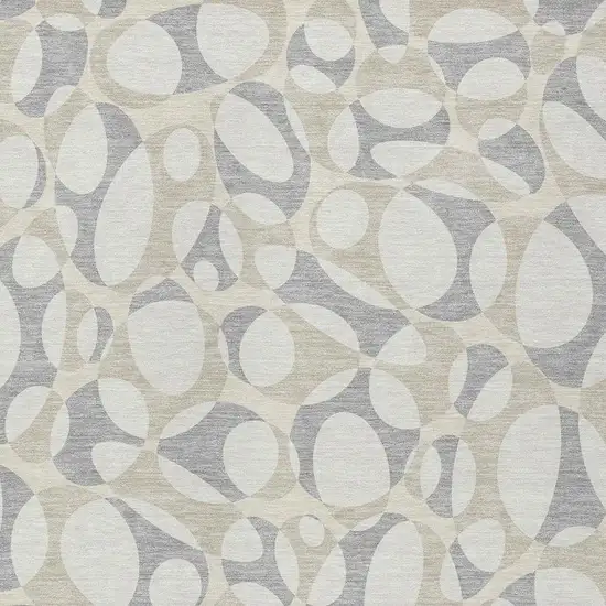 Ivory And Beige Abstract Washable Indoor Outdoor Area Rug Photo 2