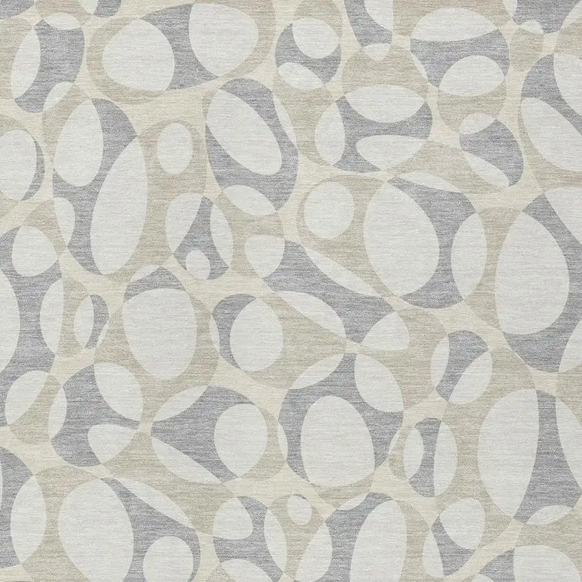 Ivory And Beige Abstract Washable Indoor Outdoor Area Rug Photo 2