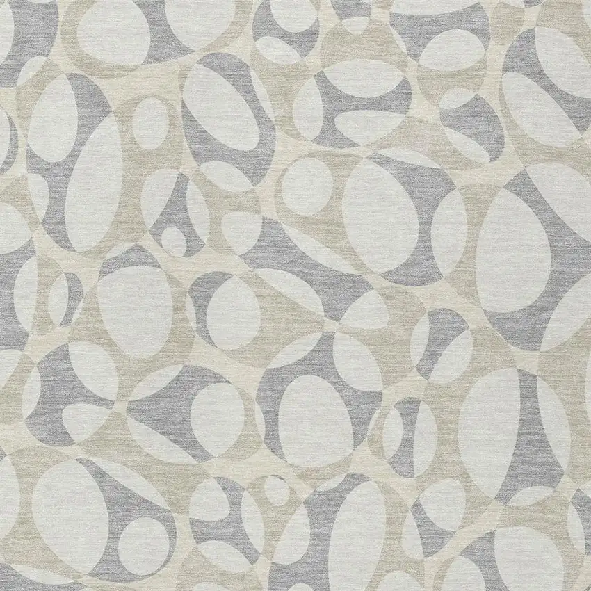Ivory And Beige Abstract Washable Indoor Outdoor Area Rug Photo 2