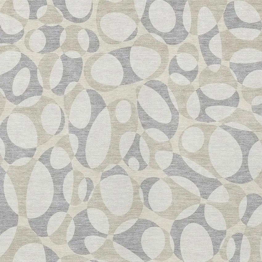 Ivory And Beige Abstract Washable Indoor Outdoor Area Rug Photo 2