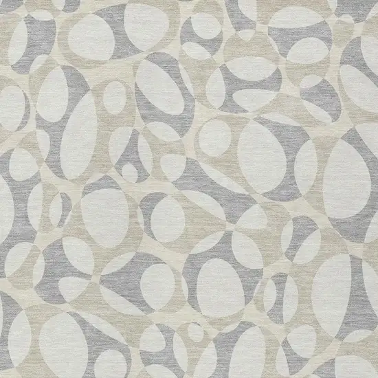 Ivory And Beige Abstract Washable Indoor Outdoor Area Rug Photo 2