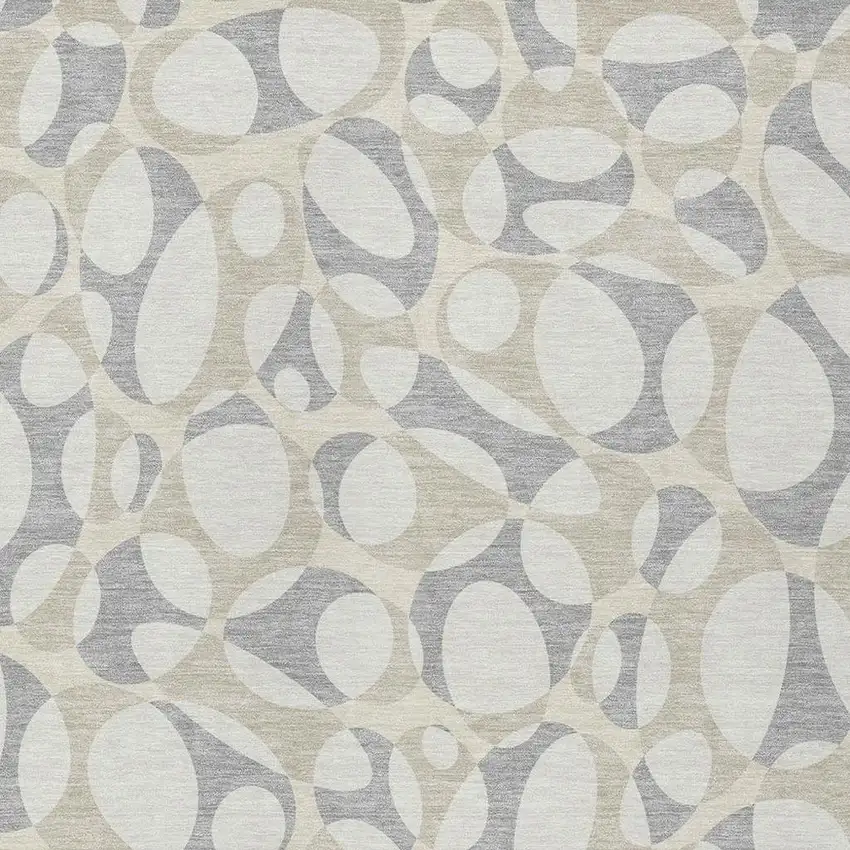 Ivory And Beige Abstract Washable Indoor Outdoor Area Rug Photo 2