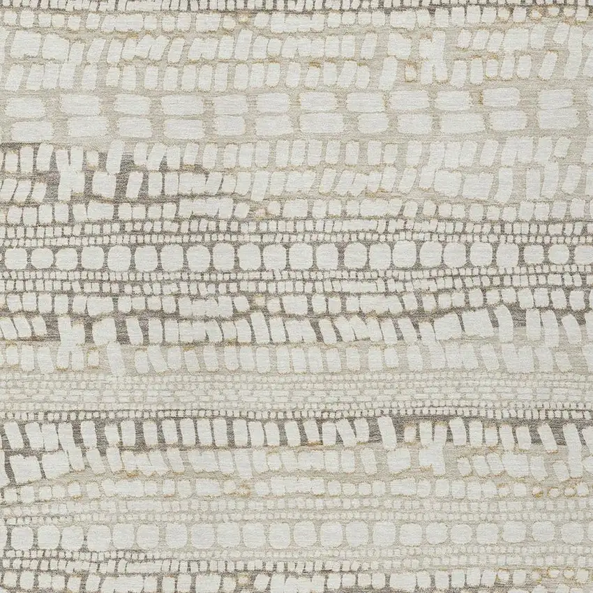 Ivory And Beige Abstract Washable Indoor Outdoor Area Rug Photo 2