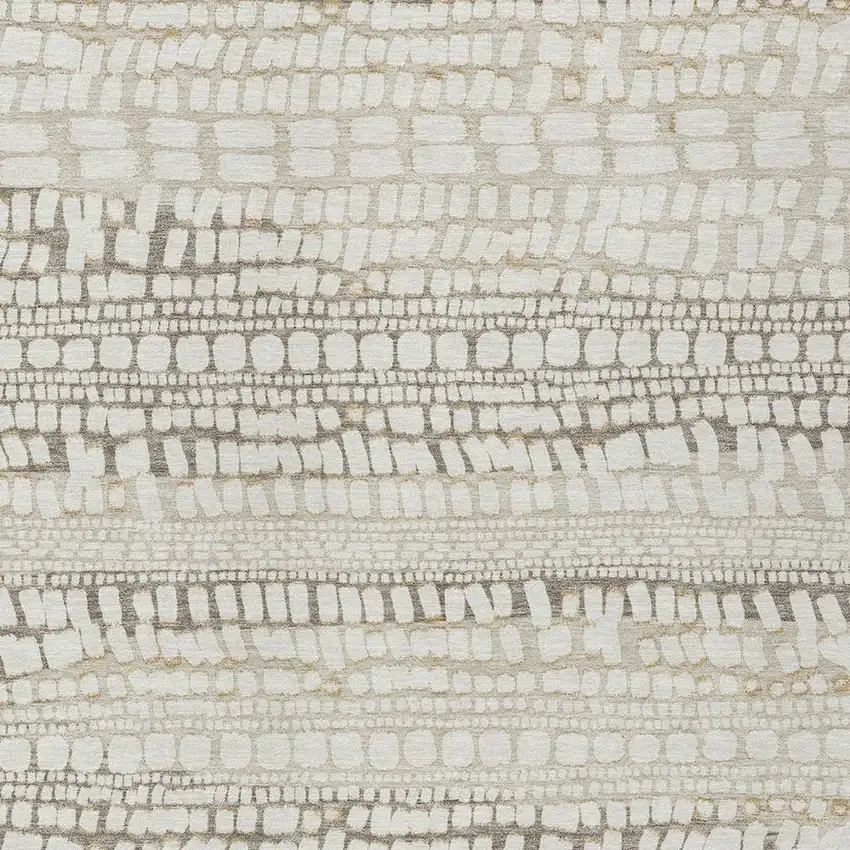Ivory And Beige Abstract Washable Indoor Outdoor Area Rug Photo 2