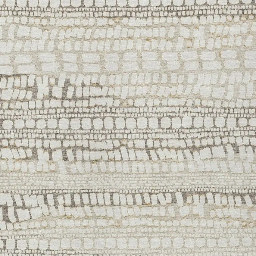 Ivory And Beige Abstract Washable Indoor Outdoor Area Rug Photo 2