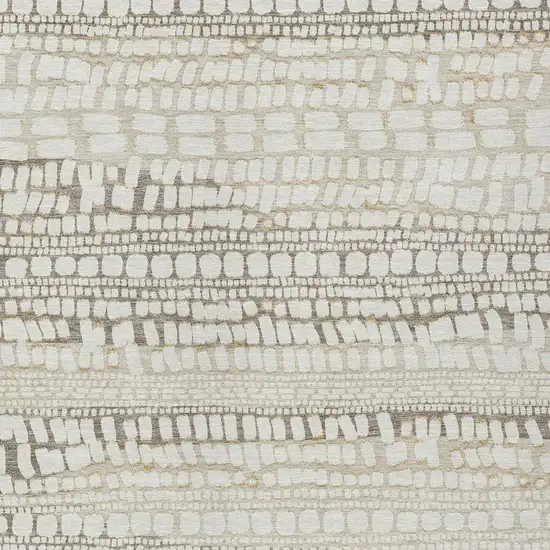Ivory And Beige Abstract Washable Indoor Outdoor Area Rug Photo 2