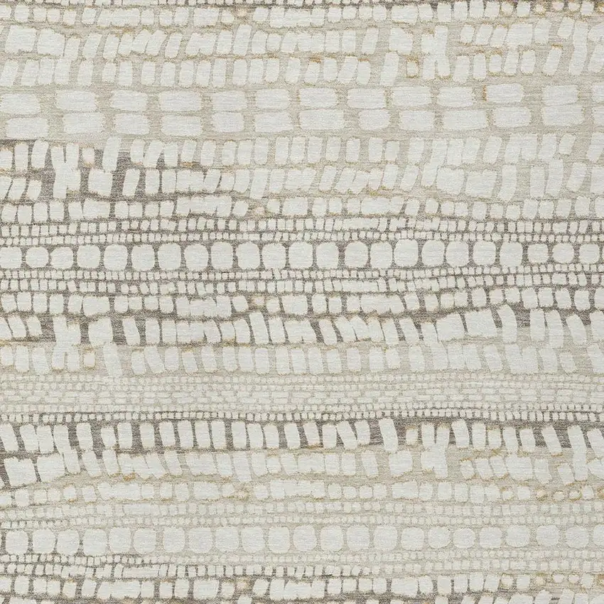 Ivory And Beige Abstract Washable Indoor Outdoor Area Rug Photo 2