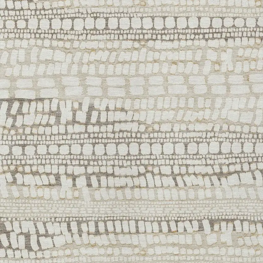 Ivory And Beige Abstract Washable Indoor Outdoor Area Rug Photo 2