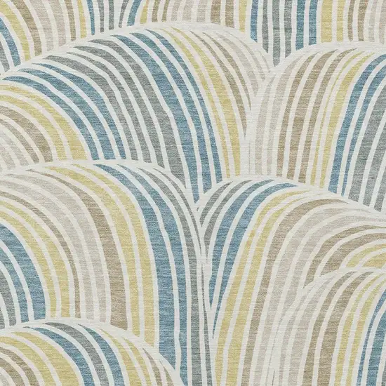 Ivory And Beige Abstract Washable Indoor Outdoor Area Rug Photo 2