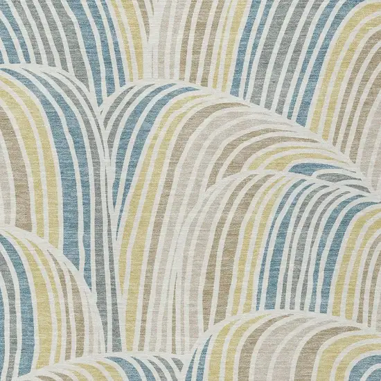 Ivory And Beige Abstract Washable Indoor Outdoor Area Rug Photo 2