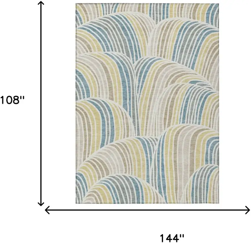 Ivory And Beige Abstract Washable Indoor Outdoor Area Rug Photo 6