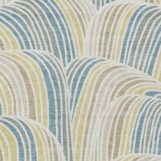 Ivory And Beige Abstract Washable Indoor Outdoor Area Rug Photo 2