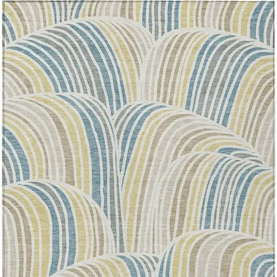 Ivory And Beige Abstract Washable Indoor Outdoor Area Rug Photo 3