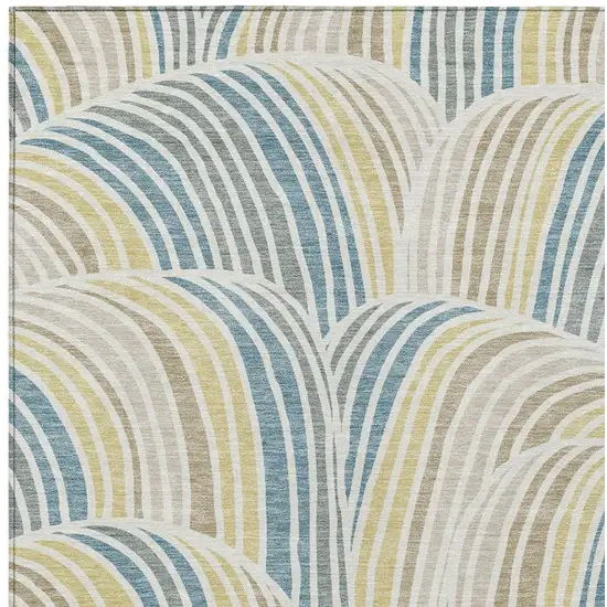 Ivory And Beige Abstract Washable Indoor Outdoor Area Rug Photo 2