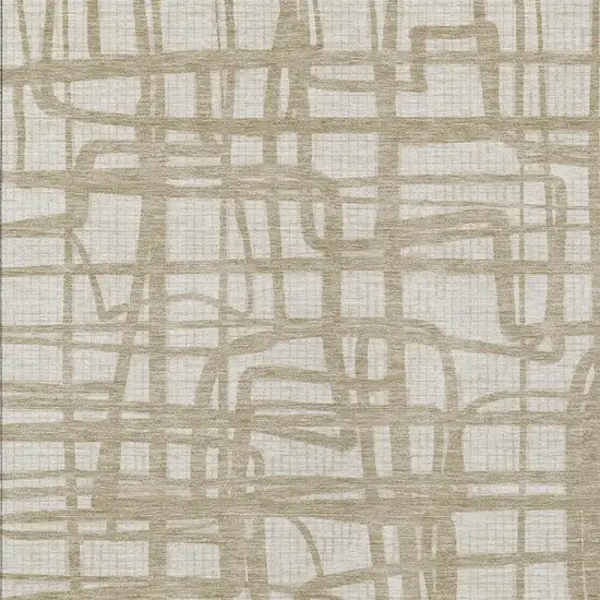 Ivory And Beige Abstract Washable Indoor Outdoor Area Rug Photo 3