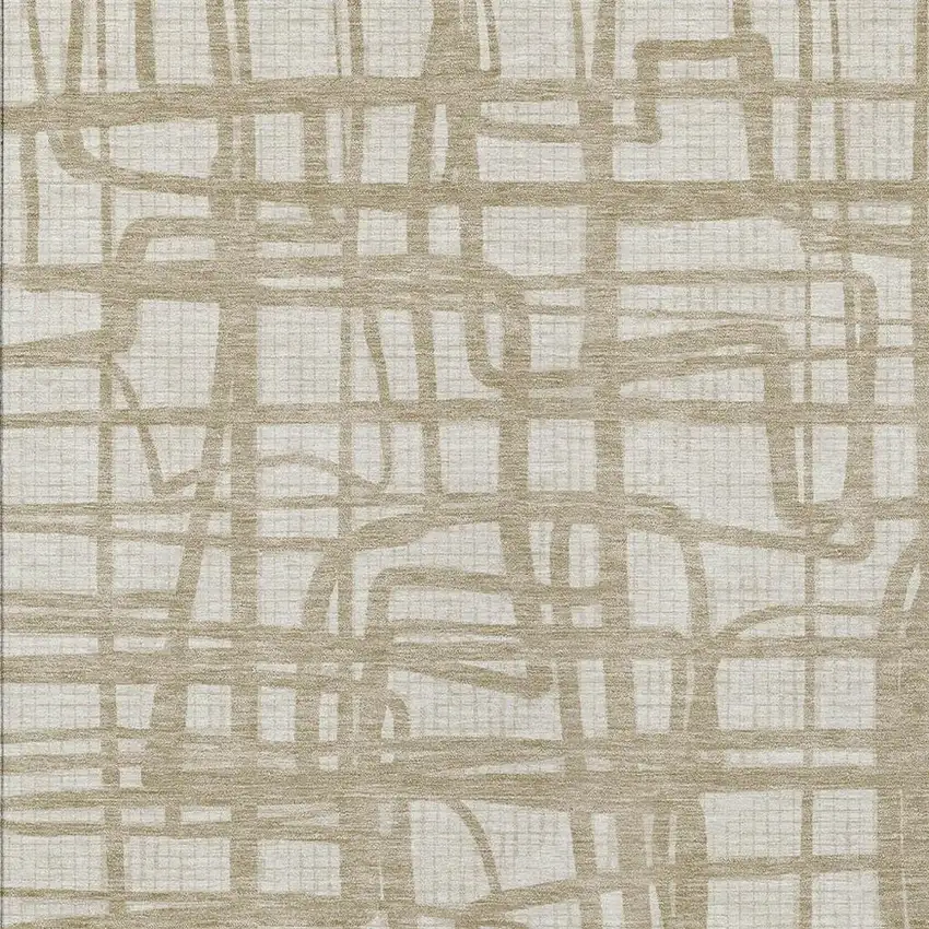 Ivory And Beige Abstract Washable Indoor Outdoor Area Rug Photo 3