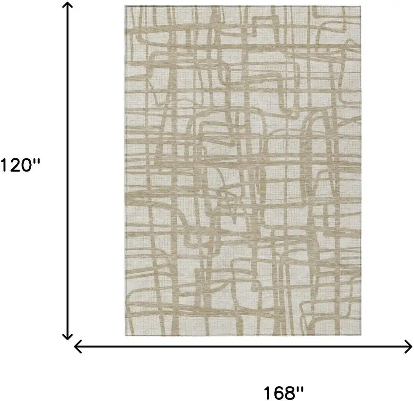 Ivory And Beige Abstract Washable Indoor Outdoor Area Rug Photo 7