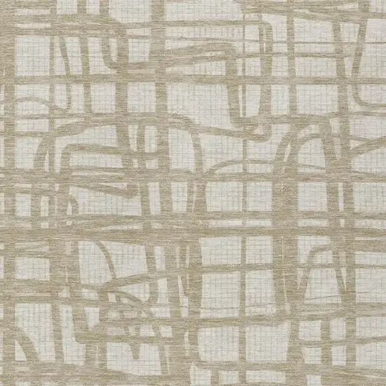 Ivory And Beige Abstract Washable Indoor Outdoor Area Rug Photo 3