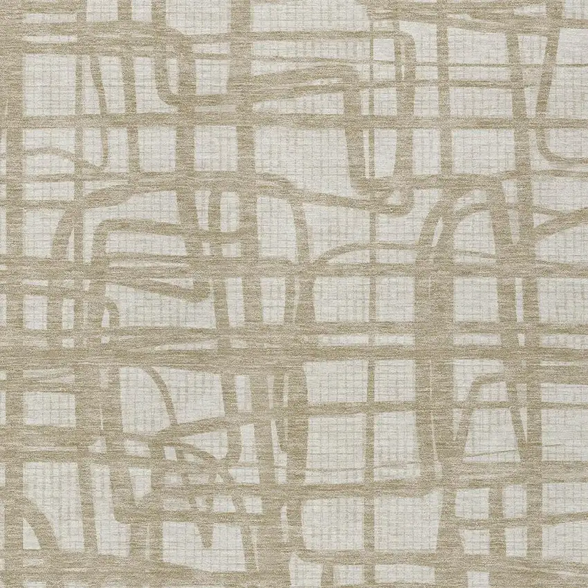 Ivory And Beige Abstract Washable Indoor Outdoor Area Rug Photo 3