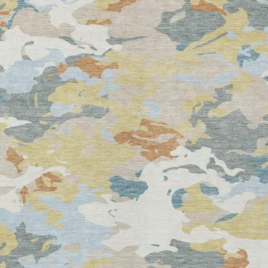 Ivory And Beige Abstract Washable Indoor Outdoor Area Rug Photo 3