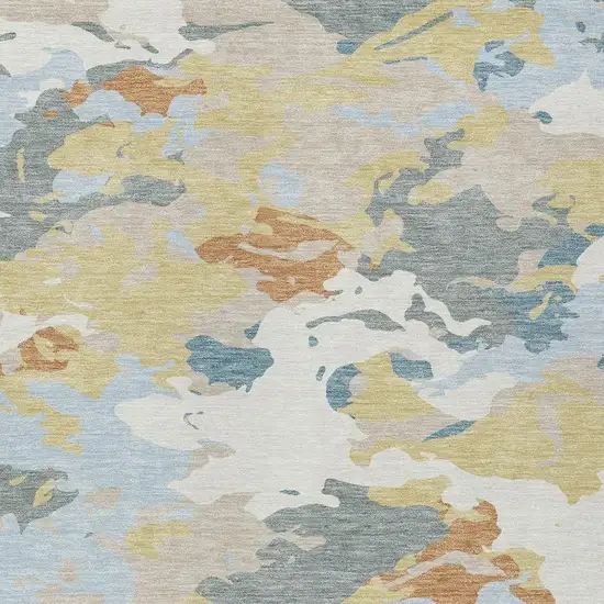Ivory And Beige Abstract Washable Indoor Outdoor Area Rug Photo 3
