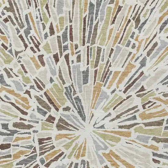 Ivory And Beige Abstract Washable Indoor Outdoor Area Rug Photo 3