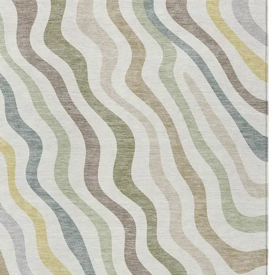 Ivory And Beige Abstract Washable Indoor Outdoor Area Rug Photo 3