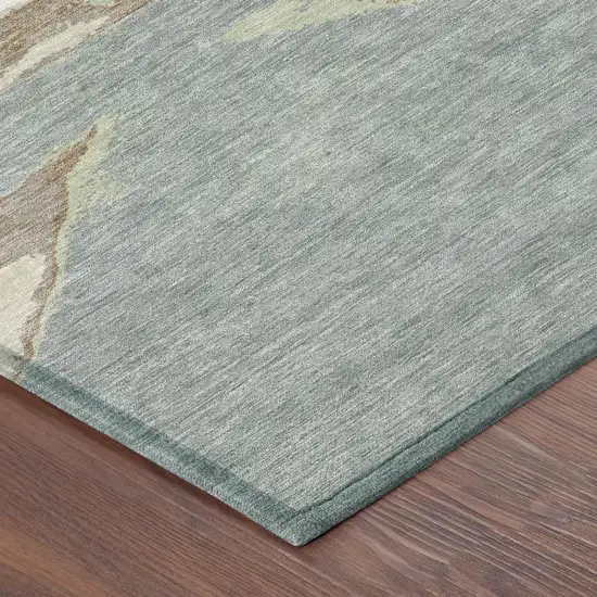 Ivory And Beige Abstract Washable Indoor Outdoor Area Rug Photo 5