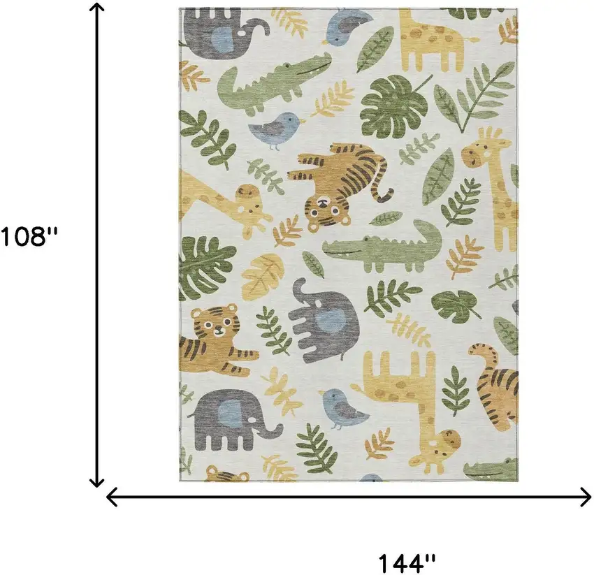 Ivory And Beige Abstract Washable Indoor Outdoor Area Rug Photo 6