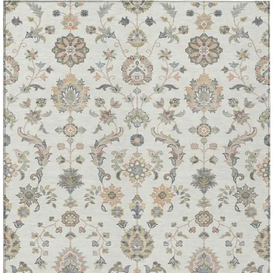 Ivory And Beige Abstract Washable Indoor Outdoor Area Rug Photo 3